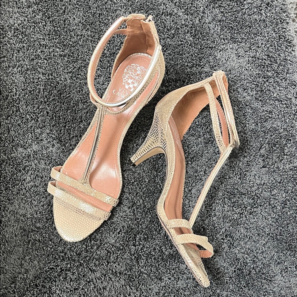 Vince Camuto Metallic Gold Strappy Heels